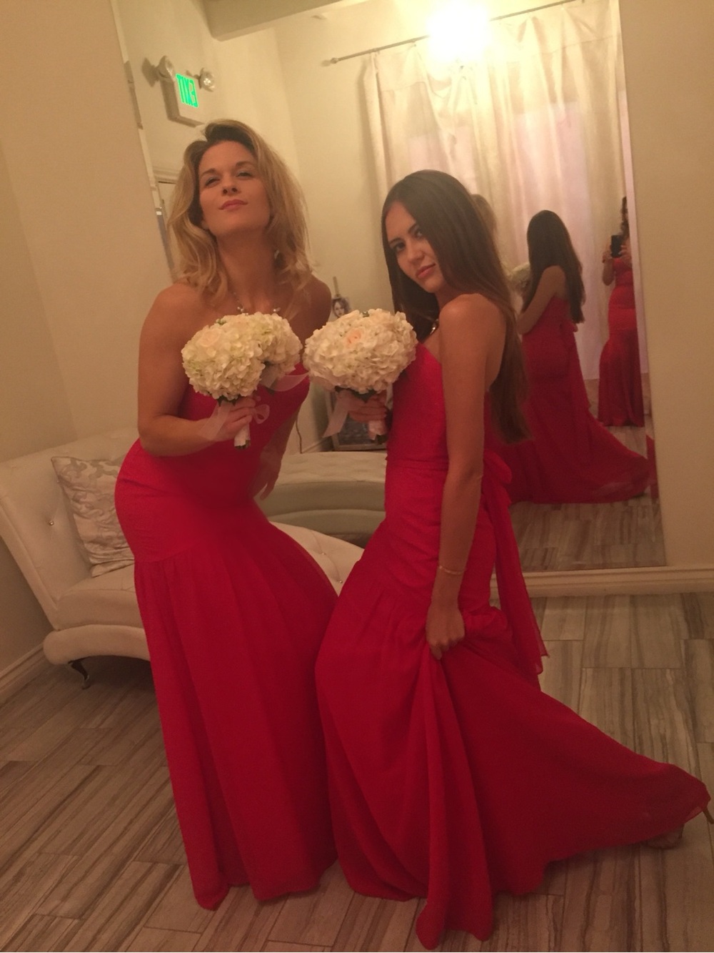 Vera Wang Strapless Scarlet Evening Gown